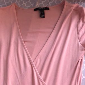 v-neck pink dress with tie